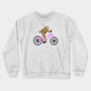 Sloth Riding a Lavender Bicycle Crewneck Sweatshirt